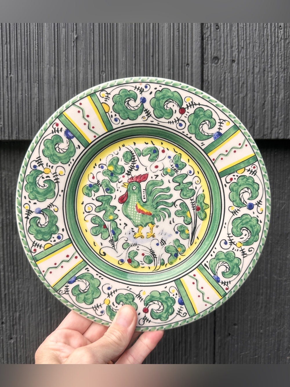 Sur La Table Green Rooster Salad Plate